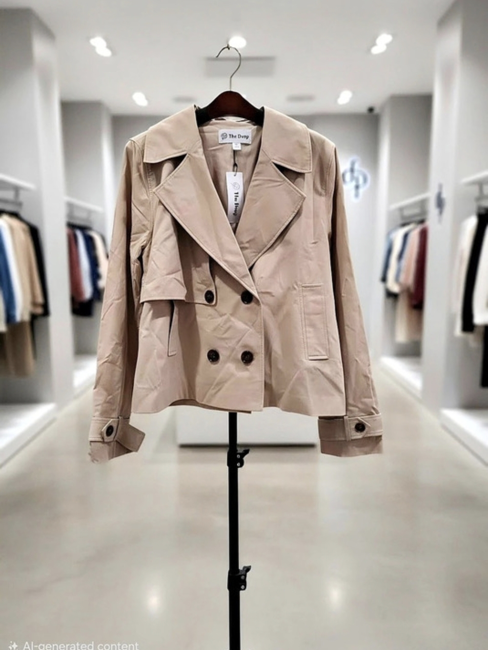 The Drop Hayes Cropped Trench Coat Beige